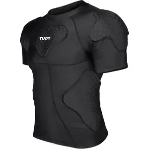 Men's Padded Compression Shirt Football Shoulder Pad Rib Protector Chest Guard for Adult Baseball Basketball Protective Gear
