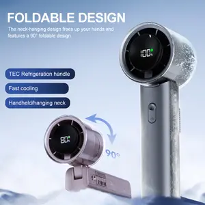2026 New 5-in-1 High-Speed Handheld Fan, Portable Folding Cooling Fan with Ice Compress, 16°C Instant Cooling Turbo Fan, LED Display, Rechargeable Personal Fan for Travel & Outdoor