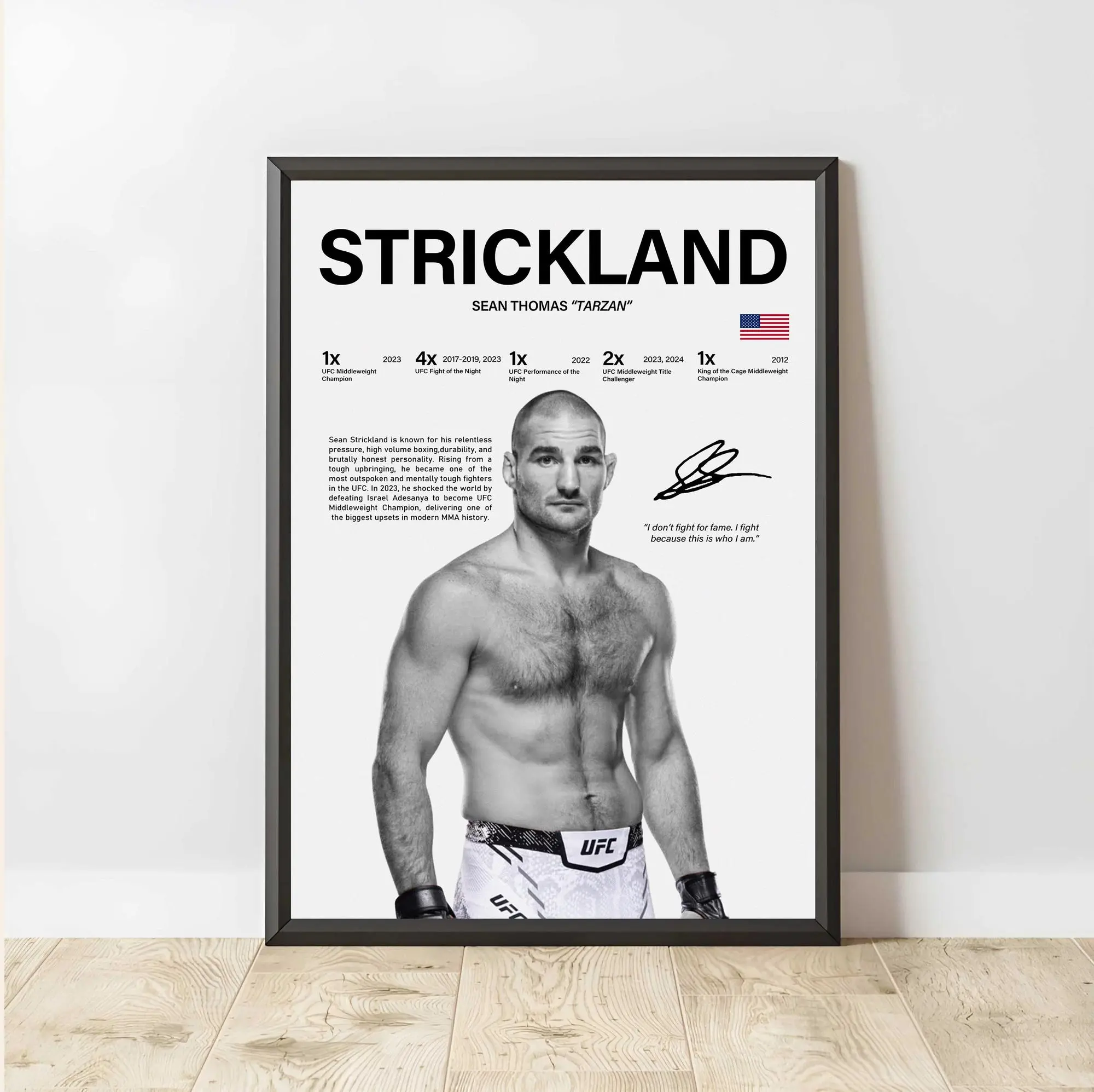 Sean Strickland Poster UFC Wall Art MMA Print Sports Room Decor Fight Fan Gift ( Unframed - Print Only )