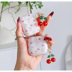 Cherry Pattern Earphone Case – Protective Cover for AirPods, Wireless Charging Compatible, Stylish & Durable for Daily Carrying