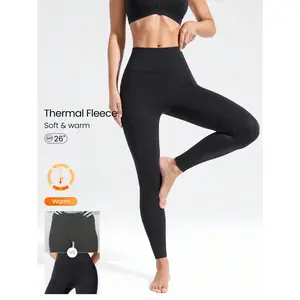 GLOWMODE 26" Heat It Up Warm Insulated Stretchy Side Pockets Seamless Front High-Rise Leggings Yoga Pilates Studio Autumn Winter Daily Casual Wear