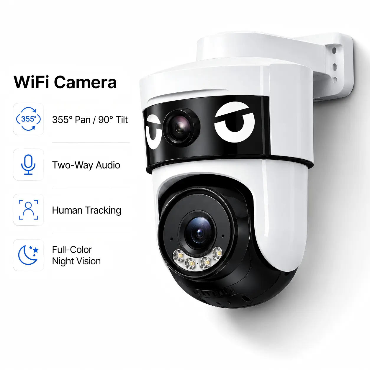 Corded AI-Powered Ultra HD Dual-Lens WiFi Smart Home Security Camera System, Smart Home Gadget with Remote Night Vision, Phone App Monitor, Motion Alert, 2-Way Talk, Wide Field View Security Cameras & Systems for Baby Nursery