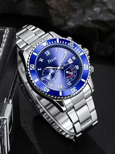 Men's Casual Quartz Analog Watch, Round Face Buckle Closure, Alkaline Battery, Perfect for Daily Use, Gifts for Holidays and Special Occasions, Quartz Analog Wristwatch