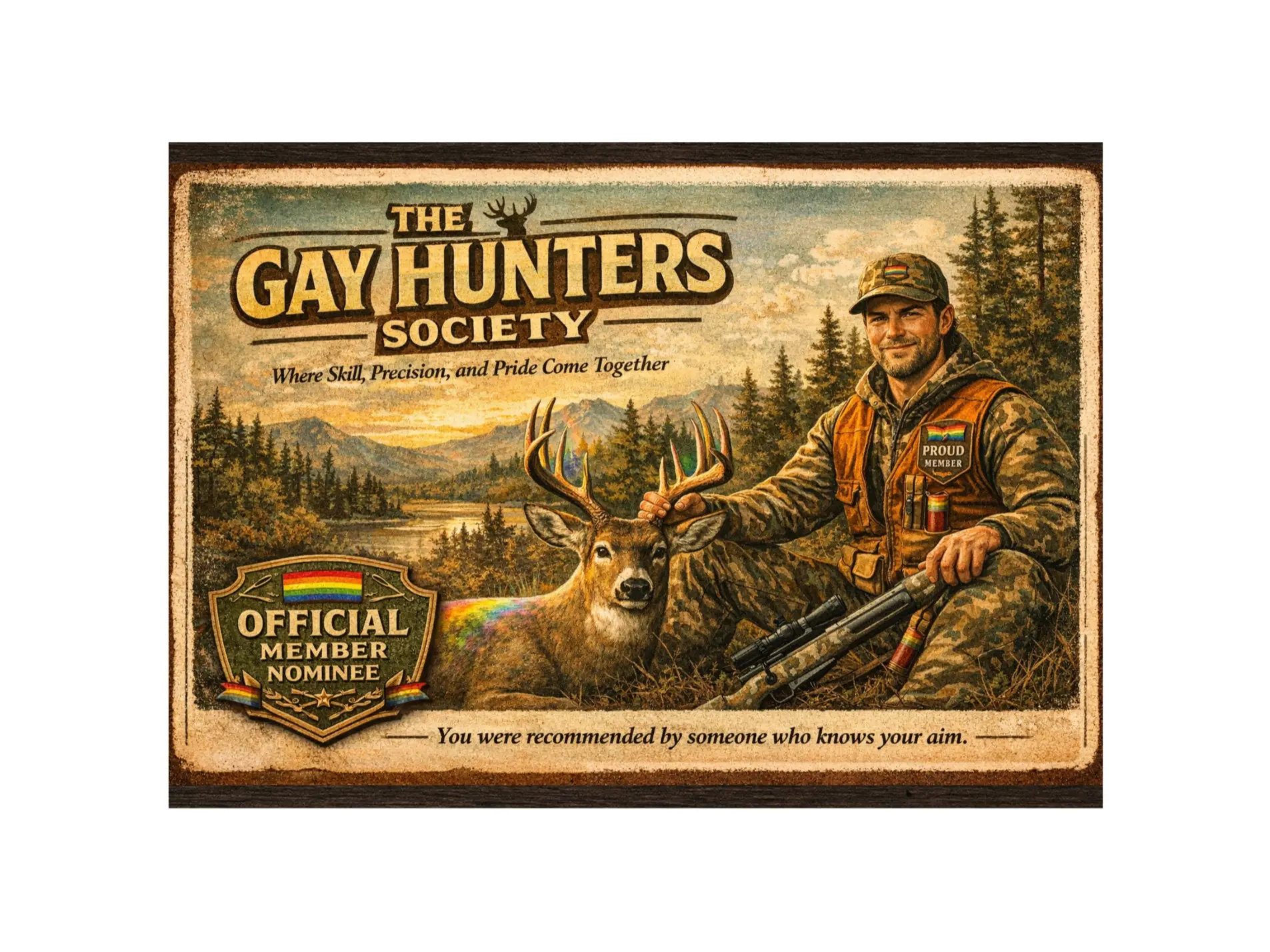 Gay Hunters Society Prank Postcard