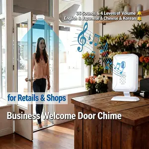 5 in 1 Motion Sensor Doorbell Alarm with Motion Detectors and Voice Reminder, Wireless Welcome Door Chime, 920 Feet Range and Long Battery Life Entrance Alert System, 4 Levels of Alarm Volume, Adjustable Alarm, for Store, Home Security, and Elderly Care