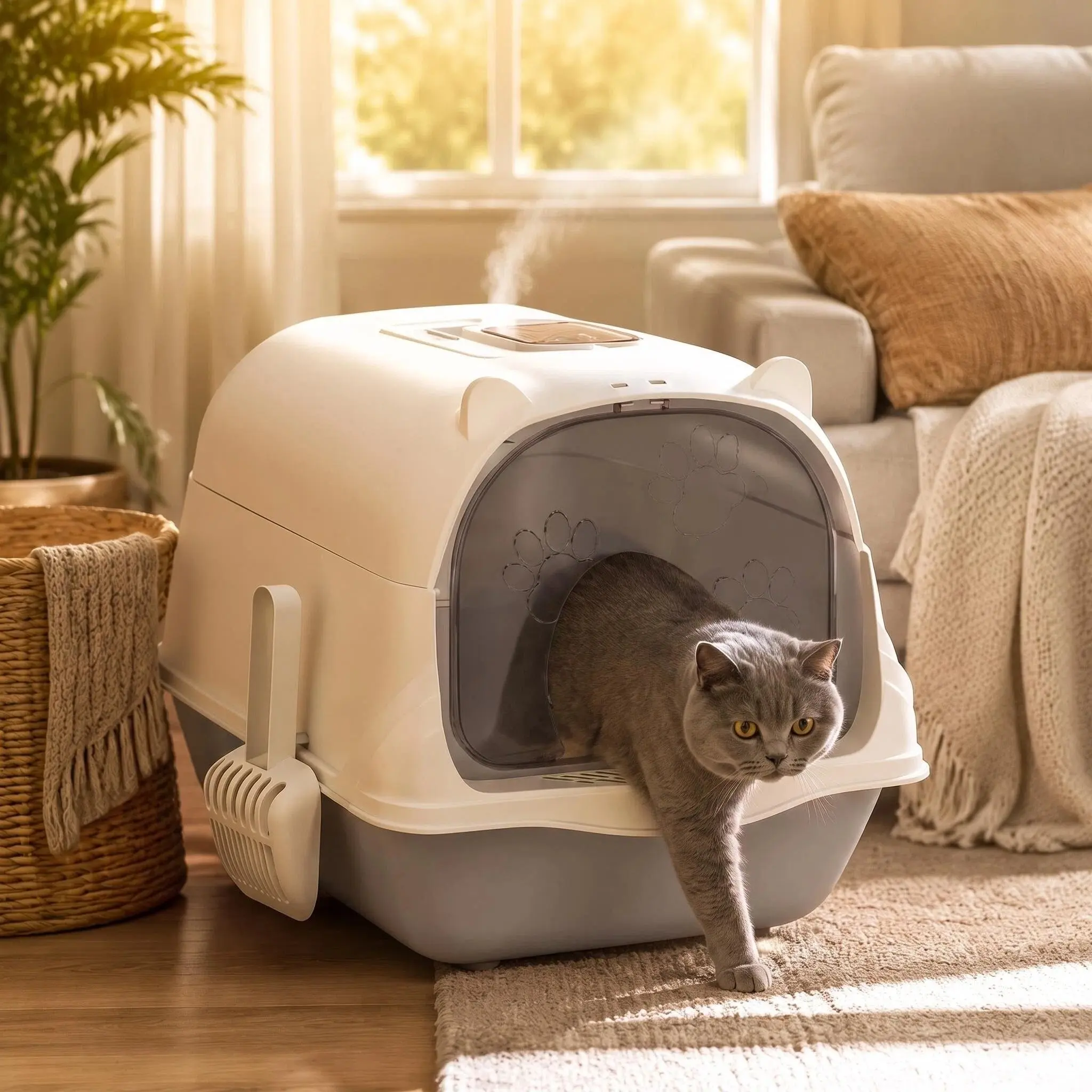 Extra-Large Portable Fully Enclosed Cat Litter Box, Splash-Proof & Anti-Spill, Odor Control — Pet Supplies, Pet Toilet anti-urine leakage high sided litterbox automated pan big easy-clean design free scoop front entry