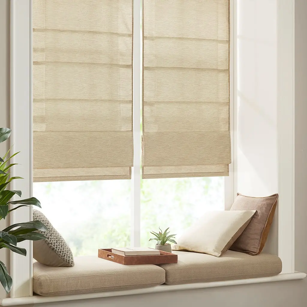 Cordless Roman Shade with Printed Faux Silk Fabric – Room Darkening Window Blind for Living Room, Bedroom, Kitchen, 23x64 Inches, Floral Pattern, Energy Efficient Light Blocking