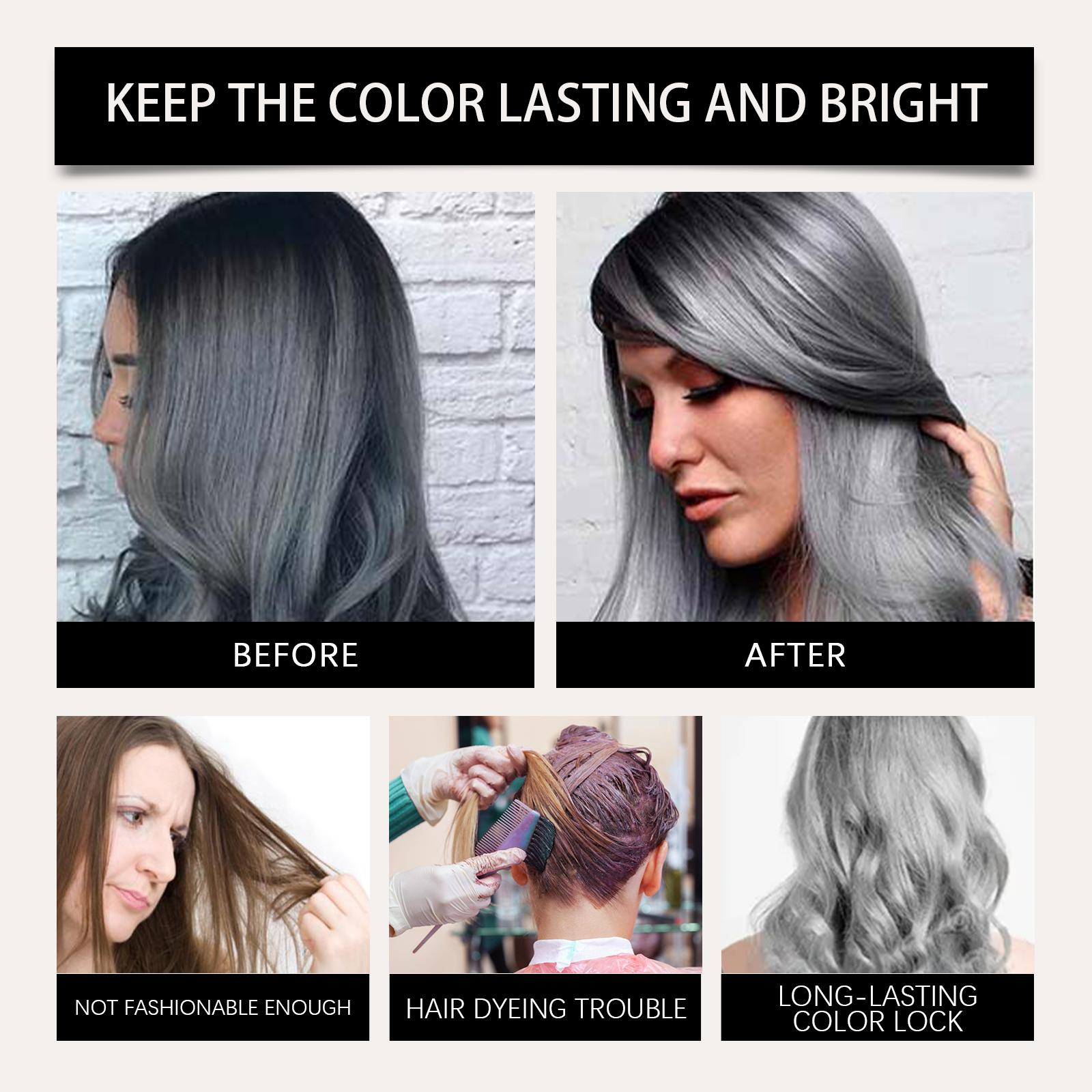 Silver Hair Dye – Silver Gray Hair Color for Lightened & Bleached Hair, 2-in-1 Nourishing Color & Conditioner, Suitable for All Hair Types, 1 Fl Oz