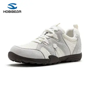 HOBIBEAR Women's Sneakers - Barefoot Walking Shoes, Trendy Zero-Drop Non-Slip Color-Blocked Ultra-Lightweight Lace-Up Simple Fit All-Season Casual Sneakers, Pink-Purple Gradient Colors