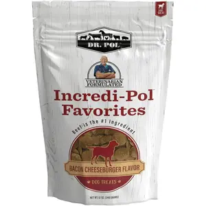 Dr. Pol Healthy All Natural Dog Treats - Incredi-Pol Pet Treats Made in USA, Dog Biscuits, Large or Small Dogs, Baked Puppy Training Biscuits, No Corn, Gourmet, Bacon Cheeseburger, 12oz
