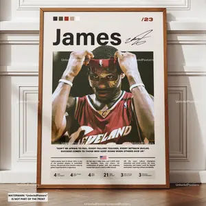 LeBron James Poster, James Cavaliers,  Cavaliers  Print, Basketball Legend Decor, Sports Artwork, Lakers, LeBron Cavaliers Wall Art ( Unframed - Print Only )