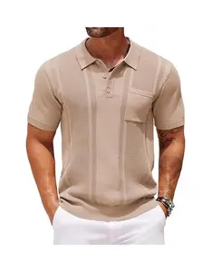 COOFANDY Men's Knitwear Polo Shirts for Men Short Sleeve Textured Polo Shirt Slim Fit Summer Collared T Shirt with Pocket