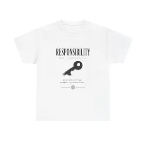 Responsibility Key Graphic Tee | Minimalist Typography T-Shirt