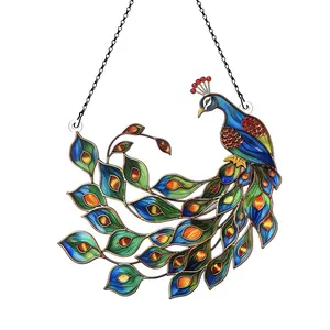 Azaad Apparel Peacock Ornament Acrylic Window Hanging; Gift For Wild Animal Lovers, Home Wall Room Hanging Decor, Christmas Decorations