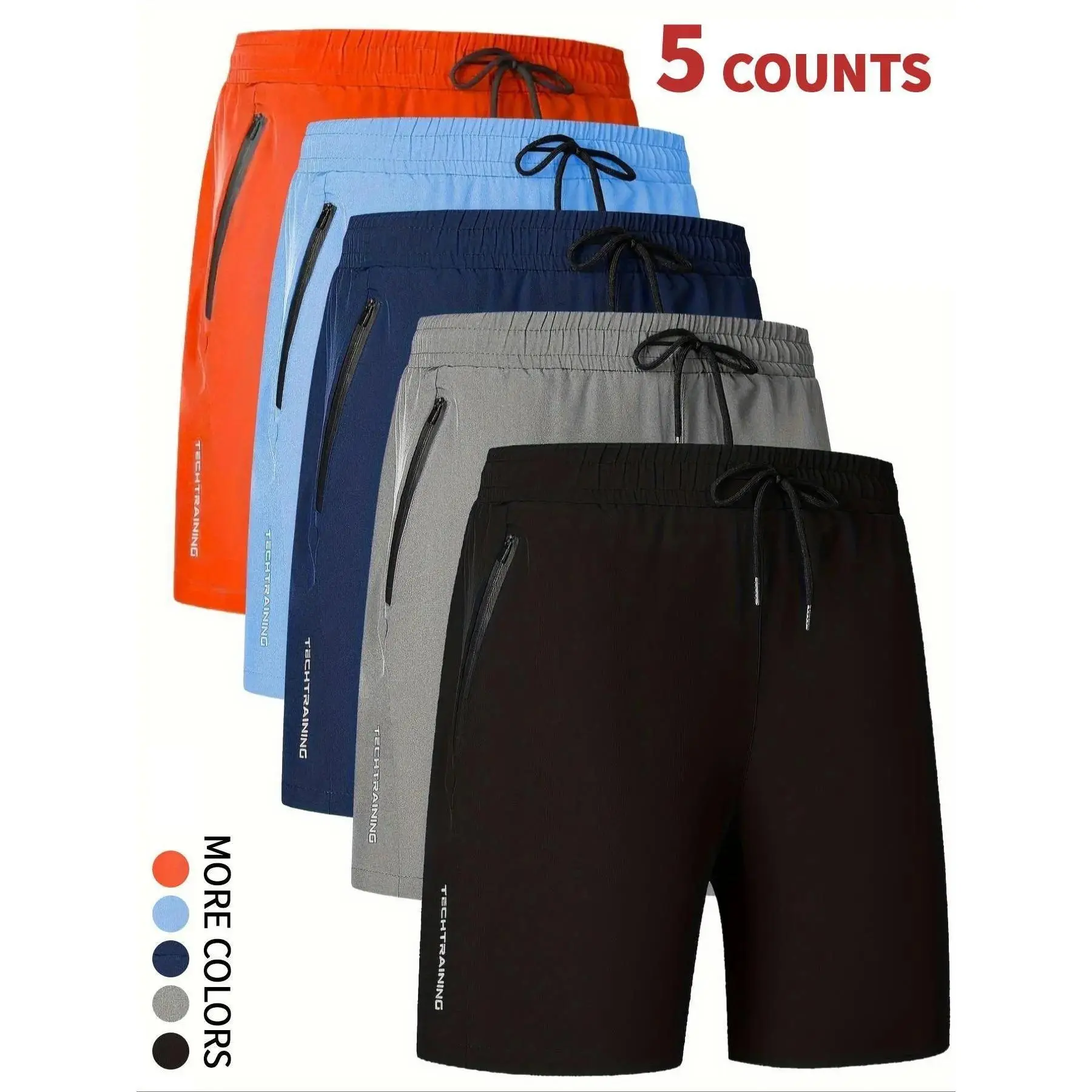 Letter Print Drawstring Waist Shorts, Casual Regular Pocket Zipper Shorts for Summer, Athleisure Menswear, Workout Activewear, Training Cycling Breathable Athletic Wear, Sports Shorts Set