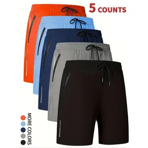 Letter Print Drawstring Waist Shorts, Casual Regular Pocket Zipper Shorts for Summer, Athleisure Menswear, Workout Activewear, Training Cycling Breathable Athletic Wear, Sports Shorts Set