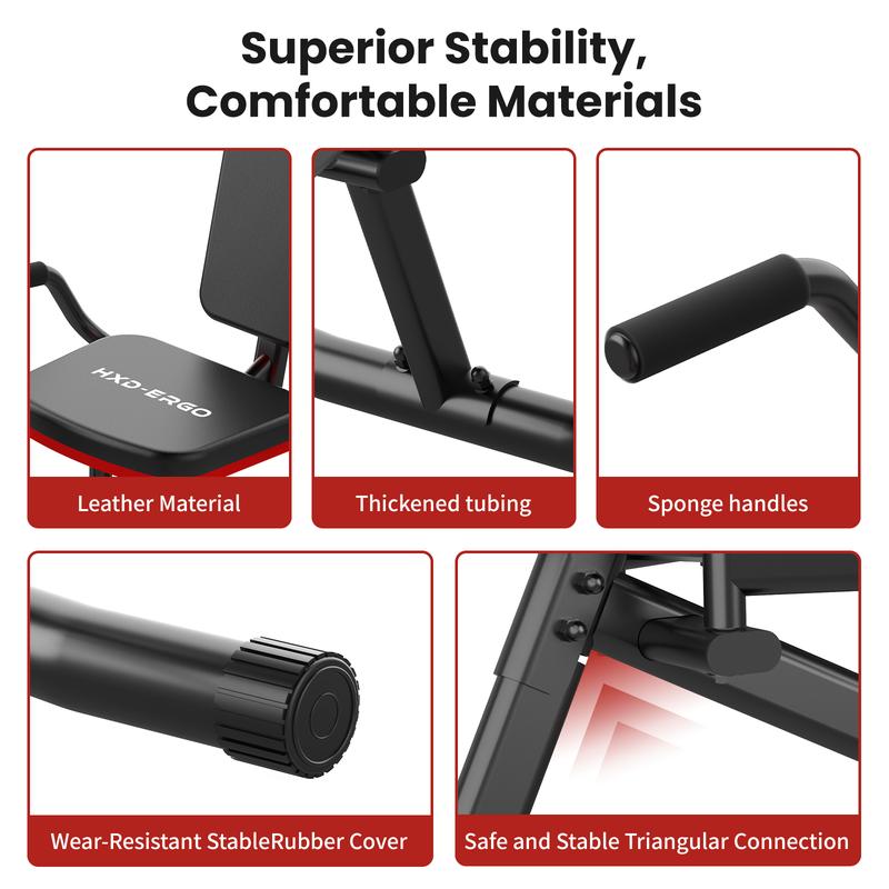 HXD-ERGO Hip Abductor Machine for Home Gym, 4-Level Glute Machine & Thigh Workout Equipment, Booty Builder with Plush Padding, Compact Leg Exercise Euipment for Women & Men