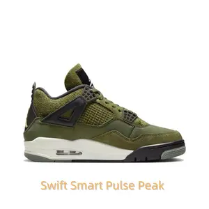 Mid-Top Retro Basketball Shoes with Military Green Suede Paneling