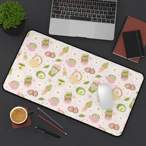 Matcha Desk Mat, Kawaii Boba Tea Pink Desk Pad