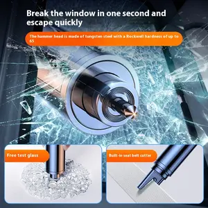 2 in 1 Car Emergency Escape Tool, Window Breaker, Portable Glass Breaker, Keychain Cutter, Emergency Escape Tool for Car Motorcycle, Car Accessories, Vehicle ， Free testing glass