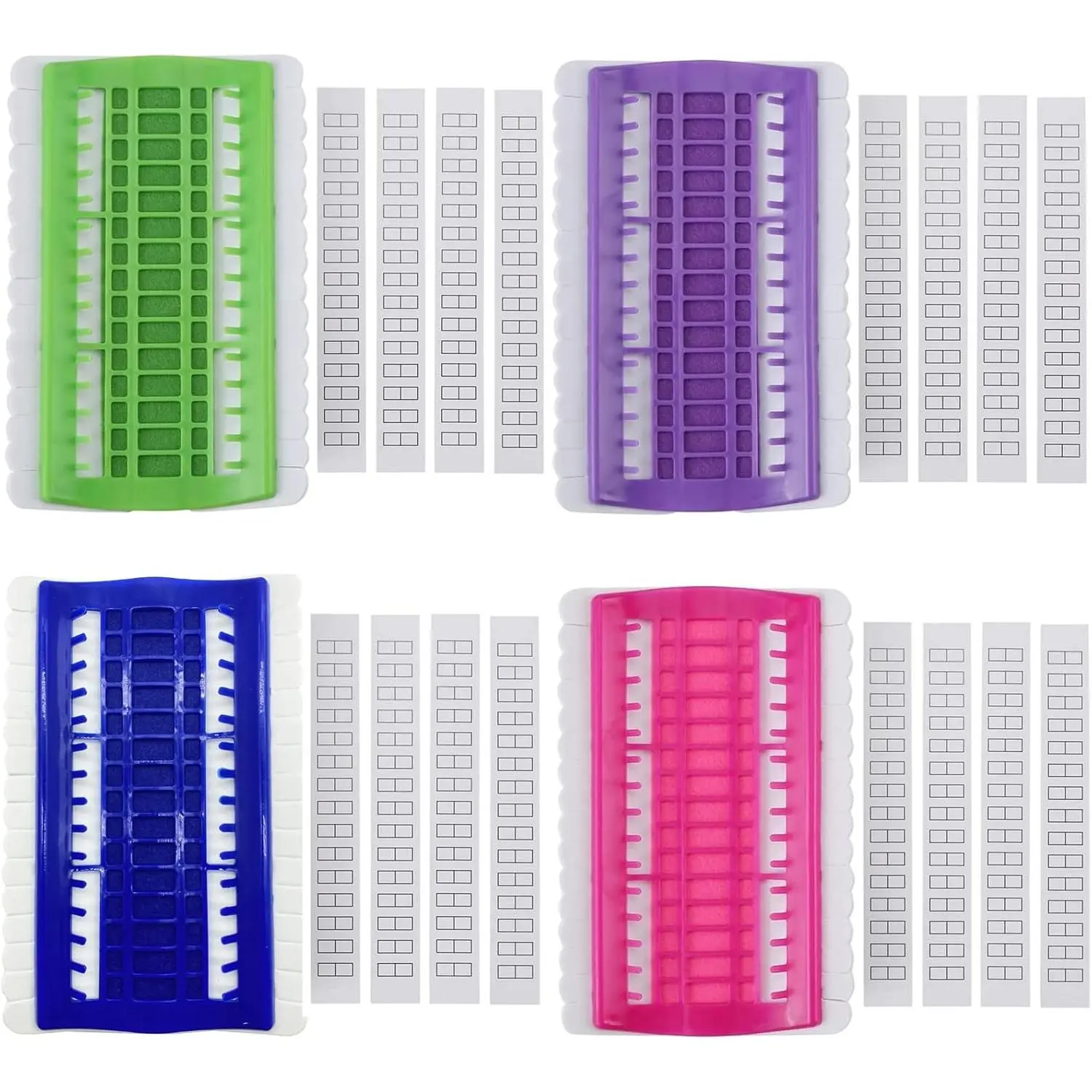 4 count 30 Positions Embroidery Thread Organizer Cross Stitch Tool Embroidery Floss Organizer Kit (1 Green,1 Blue,1 Pink,1 Purple)
