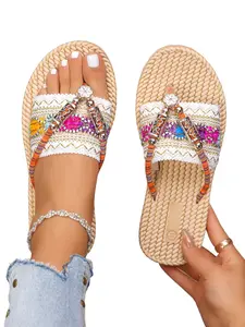 Women's Fashion Beach Sandals, Lightweight Strap Flip Flops, Comfortable Flat Shoes for Outdoor Vacation, Daily Wear Walking Shoes