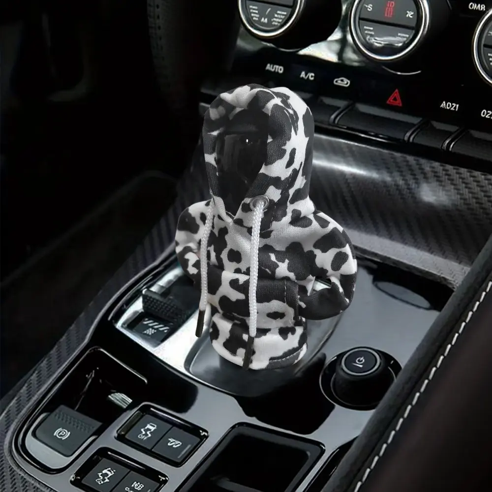 Universal Car Gear Shift Cover, Shift Lever Cover, Gearshifter Cow Pattern Interior Decoration, Stylish Automotive Car Accessories, Durable Fabric Material, Easy Installation