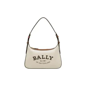 Bally Coralye Logo Print Adjustable Strap Tote Bag in Beige with Fabric and Leather Accents for Women