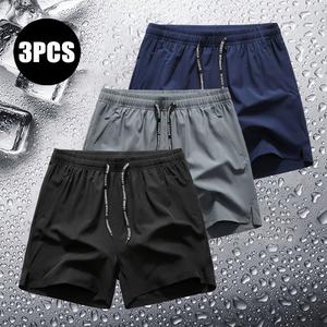 Men's Ice Silk Breathable Quick Dry Three Quarter Length Shorts for Running & Fitness - 3 Pack men's  shorts baggy short gym  shorts  for  men fathersdaygift,father'sdaygifts