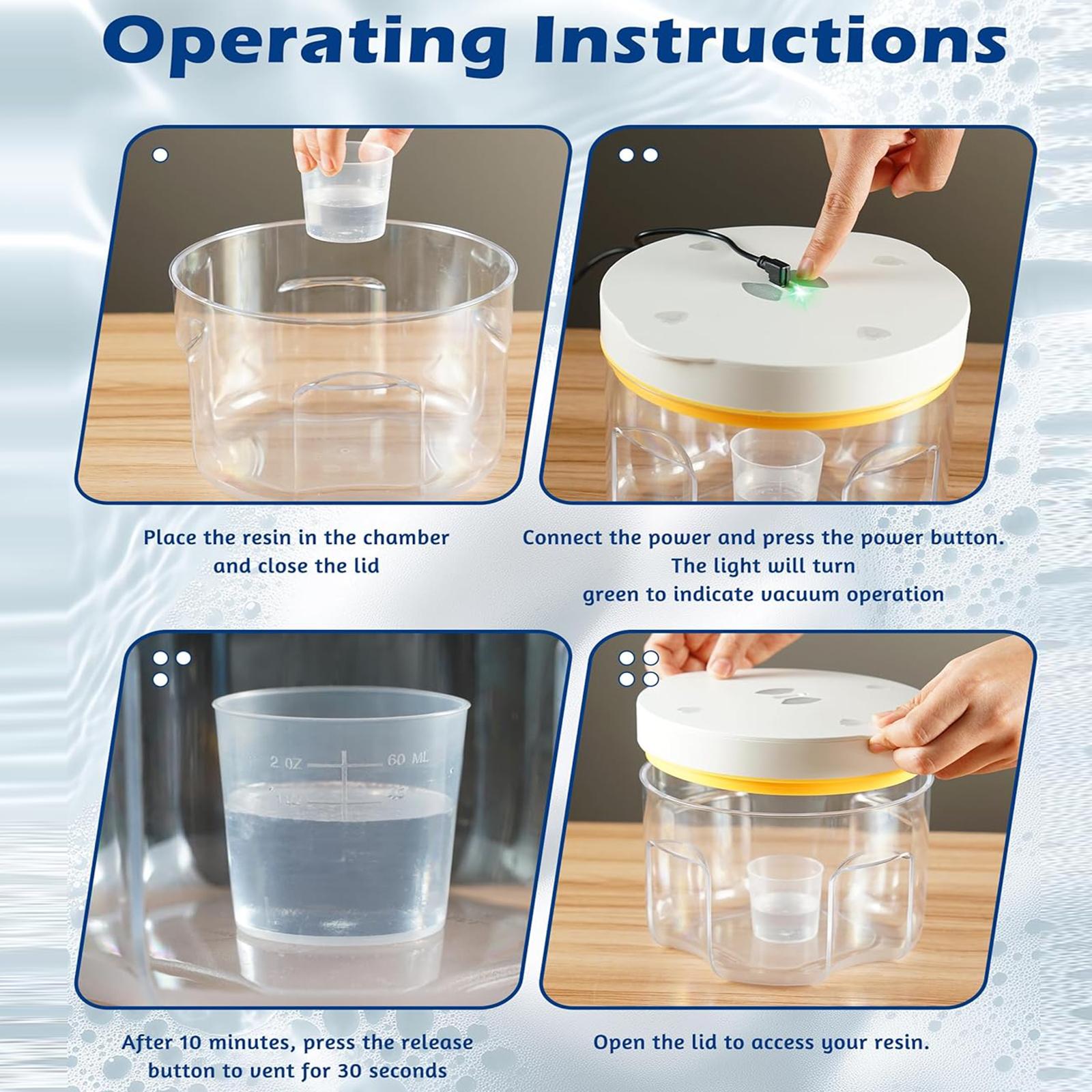 Resin Bubble Remover with Timing,3–9 Minutes Efficient 99% Bubble Removal, 95 kPa Resin Vacuum Chamber, 2L Epoxy Resin Bubble Remover Machine for Resin Molds Arts Crafts，Resin Dryer Curing Station for Epoxy Resin Molds Art Craft Casting,