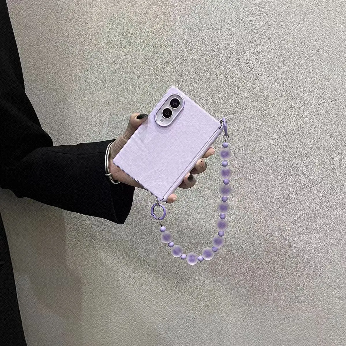 Girls’ style purple leather phone case for Samsung Galaxy Z Fold 8 / Z Fold 8, new flip cover design for foldable screens, drop-resistant protective case, Korean niche style