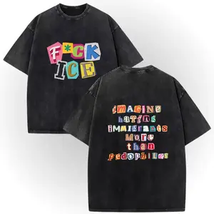 Vintage Washed Anti ICE Magazine Letters Unisex Tee | Cotton Double-Sided Short Sleeve, No One Is Illegal On Stolen Land ICE OUT # AbolishIce # IceOut # HumanRights # DoubleSidedTee # NoOneIsIllegal # TikTokMadeMeBuyIt # TikTokSho