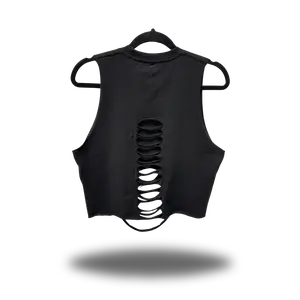 ROAD RASH MID SPINE BLACK CROP TANK