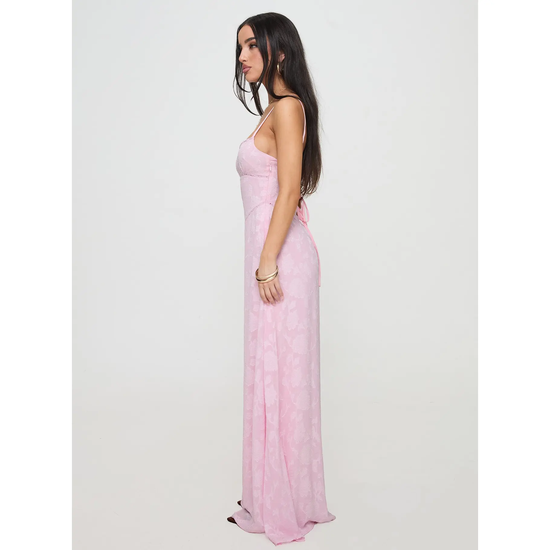open lace back dress Abeila Strapless Maxi Dress | Pink Multi | Womens