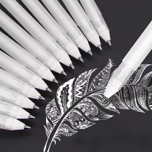 5/10/30pcs Pure White Gel Pens for Art Creation, 0.8mm Nib Solid Color Gel Pens, Suitable for Painting, Shadow Painting Design, Handmade Journal DIY, Made of Durable Plastic, Suitable for Artists and Students, Ideal for Easter Gif, Paint Pens Markers