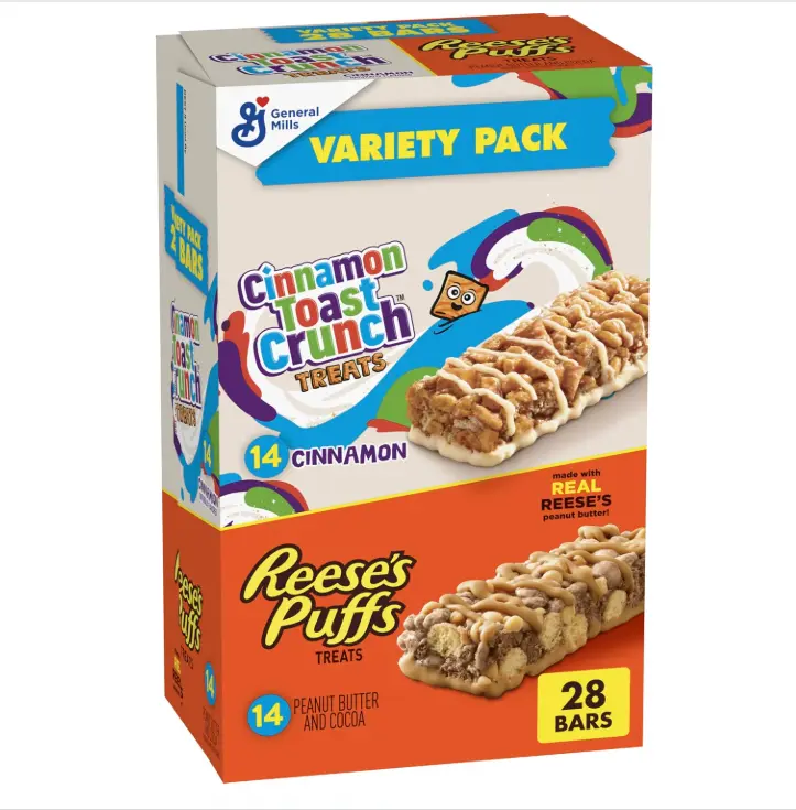 Cinnamon Toast Crunch and Reese's Puffs Cereal Treat Bars, 28 ct