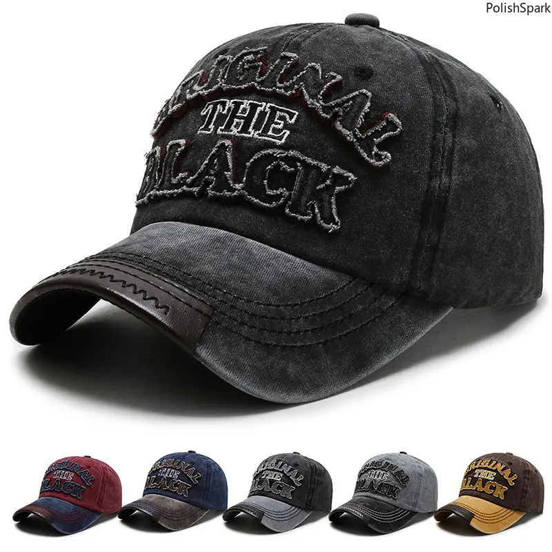 Vintage Washed Denim Baseball Hat, "ORIGINAL THE BLACK" Letter Embroidered, Adjustable Unisex Sun Hat for Summer Sports & Outdoor Use, Hats tiktokshopbacktoschool