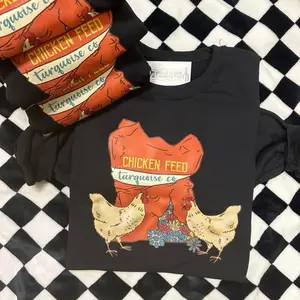 Turquoise Chicken Feed Western Horse Graphic Crewneck & Tee, Rodeo Graphic Tee, Western Rodeo Trending Graphic Tee, Western Boutique, Western Rodeo Graphic Unisex, Plus size available GIR