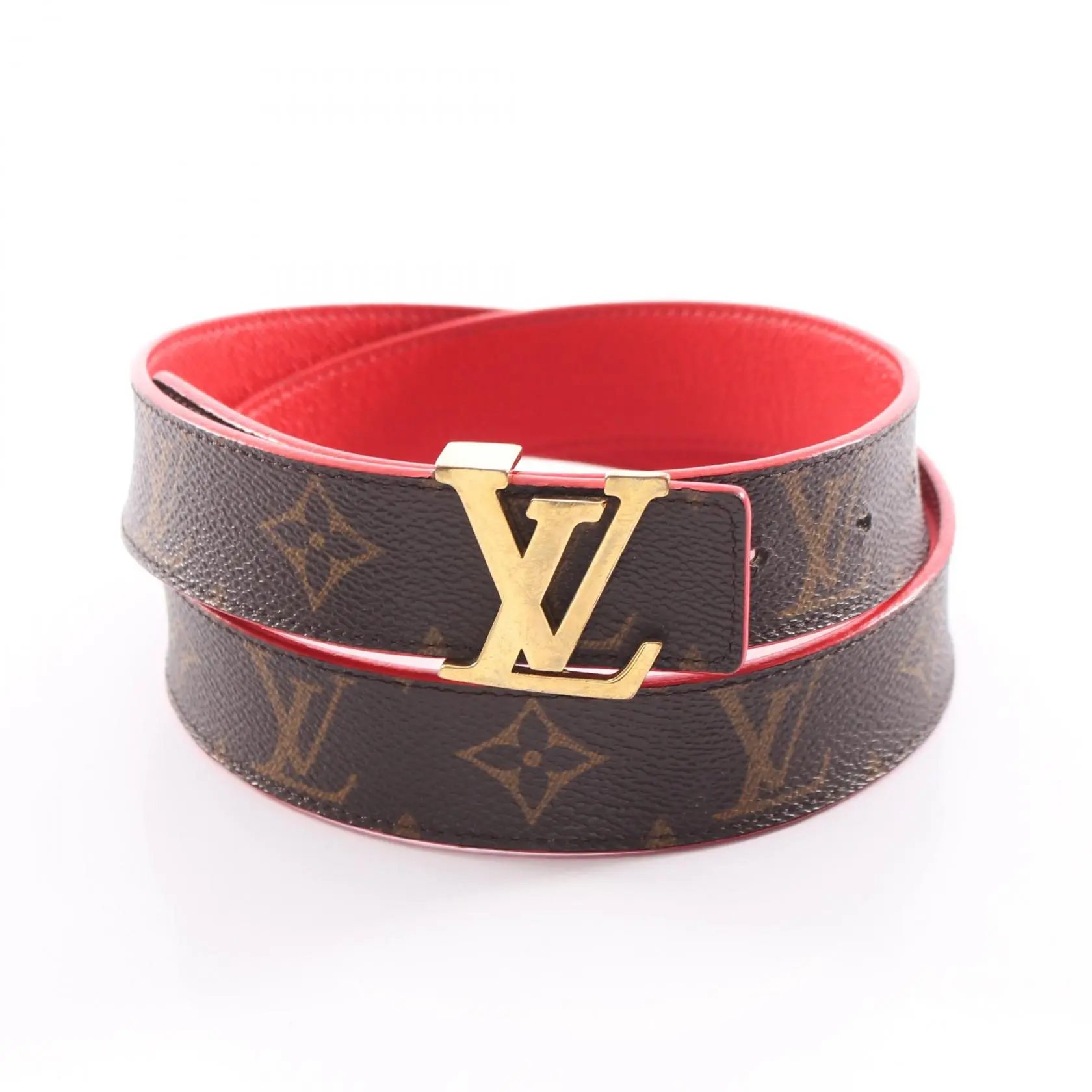 Pre-owned Louis Vuitton Canvas Small Leather Goods Ceinture Initiales Monogram Leather Belt