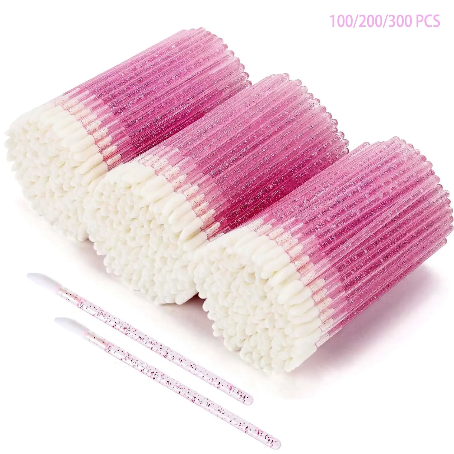 ✨ 100/200/300 Pcs Crystal Rod Lip Gloss Applicators｜Multi-Use – 3-in-1: Lip Gloss Application, Lash Cleaning & Nail Art Application – Essential Tool for Makeup Artists & Nail Technicians Lip Brush Pack Lip Makeup Accessories