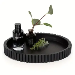 One modern silicone round tray for coffee table, one jewelry and cosmetics storage tray with wavy decorative design, easy to stylize, very suitable for home decoration, perfume display, and fashion center or coffee bar decoration. (Not for food contact)