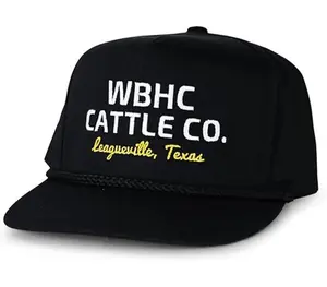WHISKEY BENT HAT CO. Cattleman Rope Hat WBHC Cattle Co. Leagueville Texas Adjustable Snapback Hat