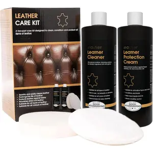 Large Leather Care Kit | Leather Cleaner + Conditioning Protection Cream for  | Two 17oz Bottles + 1 Sponge & 1 Cloth | Restore Leather Couches,  Seats, Jackets, & Boots
