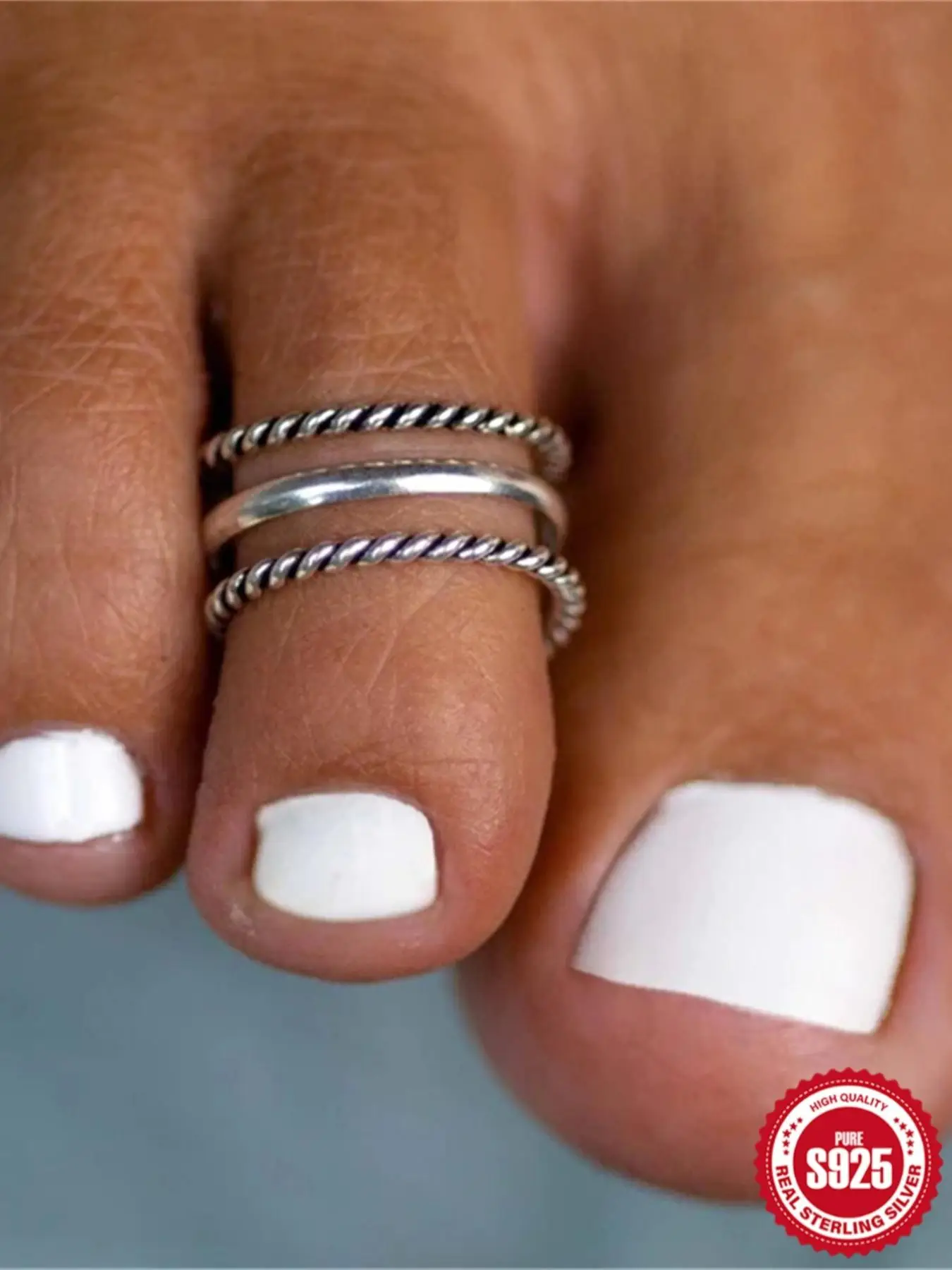 925 Sterling Silver Adjustable Silver Toe Ring, Fashionable Foot Jewelry for Women & Men, Fashion Jewelry for Party, Daily Birthday Gift, Valentine's