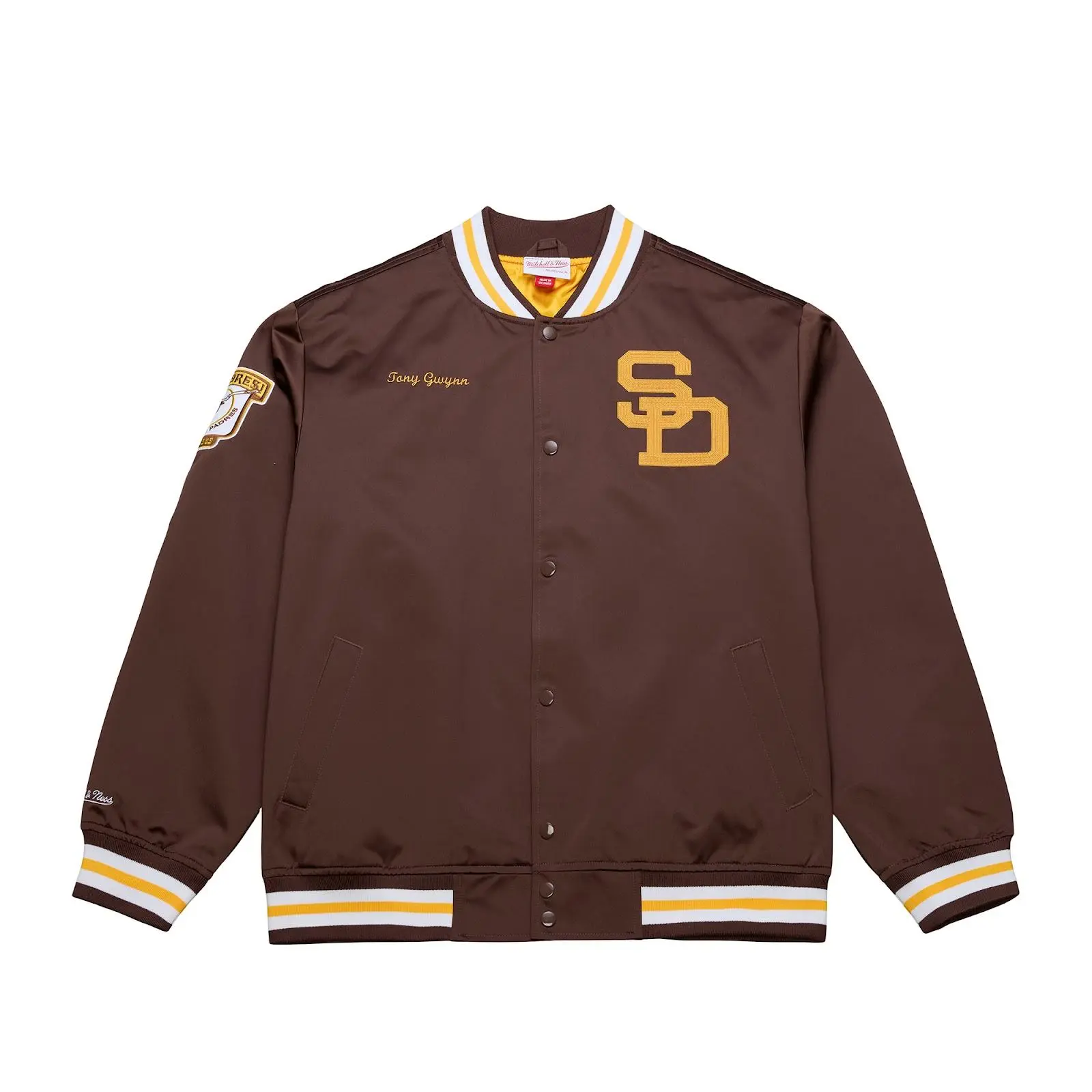 Tony Gwynn San Diego Padres Brown Player Lightweight Satin Full-Snap Jacket MLB Throwback Outerwear Vintage Fan Gear Mitchell & Ness