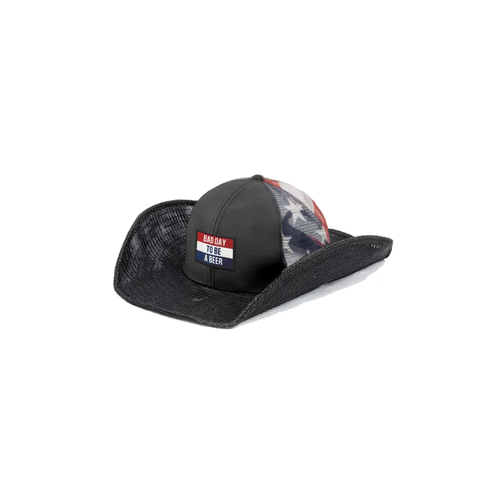 BAD DAY TO BE A BEER (RED, WHITE & BLUE) COWBOY SNAPBACK: 6 PANEL