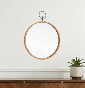 360 Stand 30x24 in. Bronze Round Metal-Framed Glass Ring Accent Mirror, Contemporary Wall-Mount Home Decor for Rooms, Bathroom Mirror, Hanging