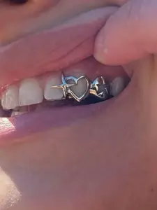 Hip Hop Star Tooth Caps, Temu Hollow Out Polished Electroplated Christmas Geometric Unique Teeth Decorations