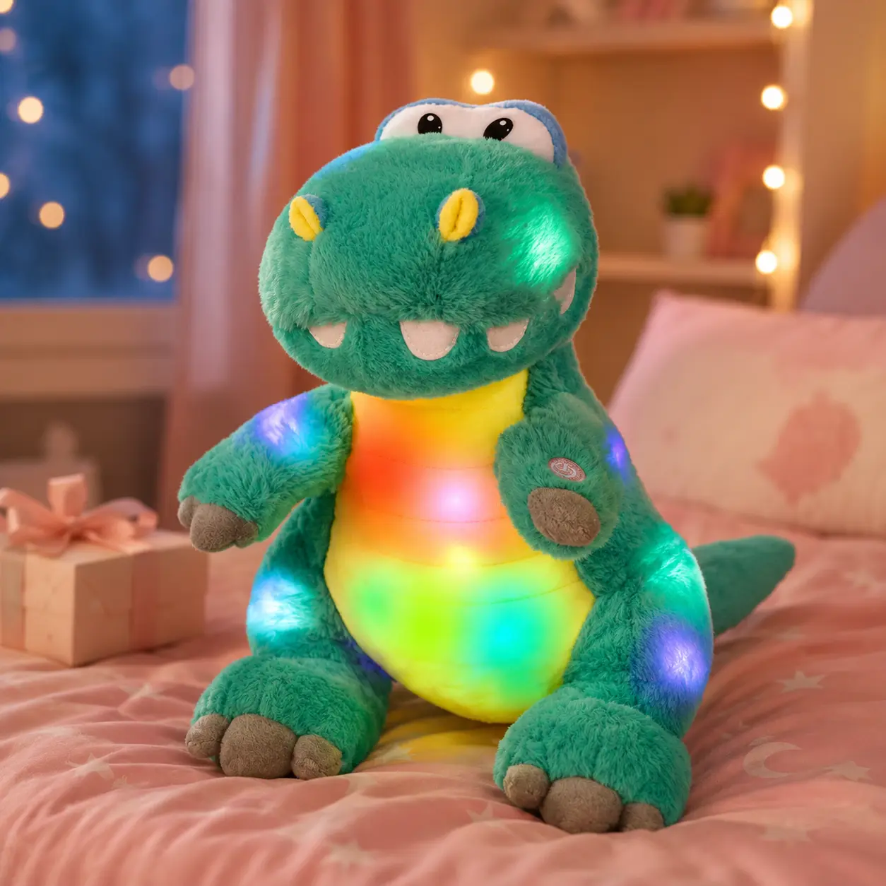 WEWILL Light Up Plush Animal Toy, Color-Changing LED Stuffed Animal Night Light, Soft Cuddly Dinosaur Bedtime Companion, Birthday Christmas Gift for Kids