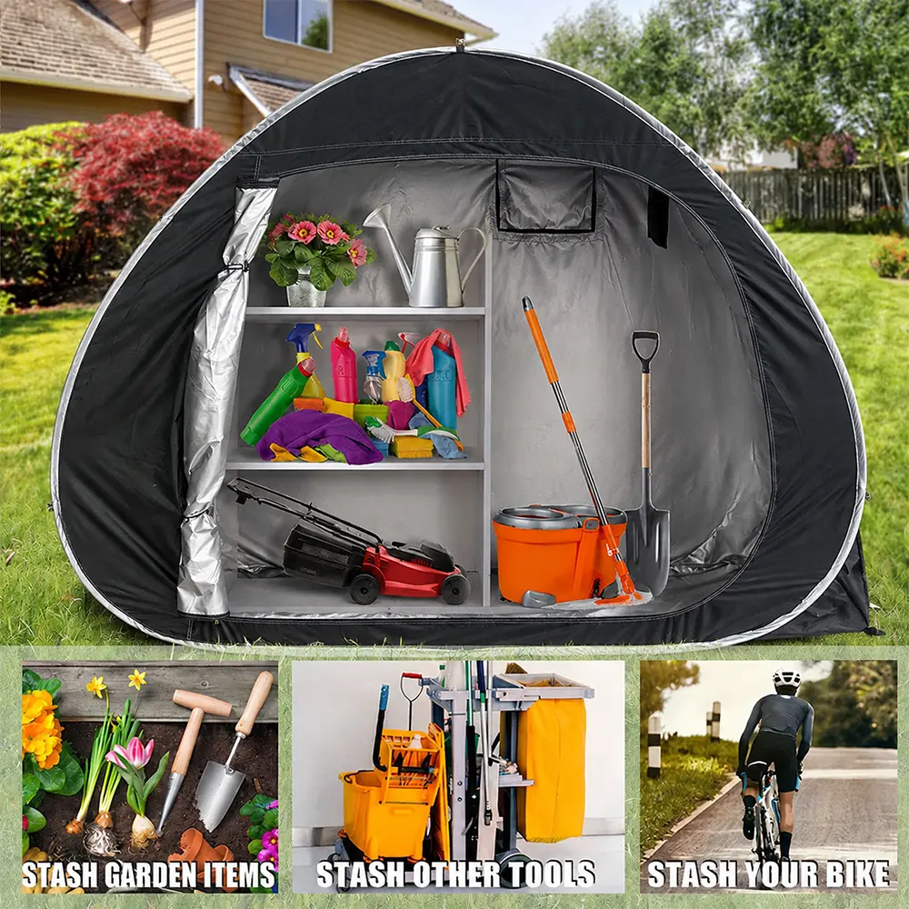 Portable Bike Storage Tent with PU4000 Waterproof 210D Oxford Outdoor Bicycle Storage Shed for 1-4 Bikes